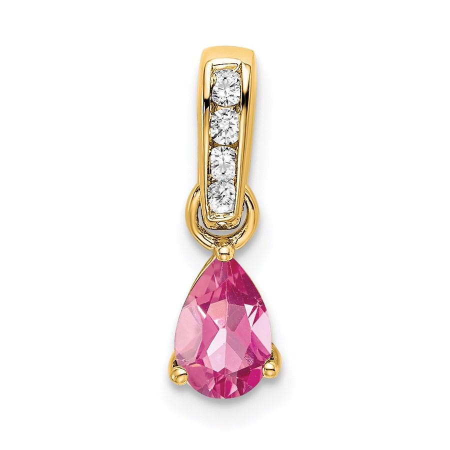 14K Yellow Gold Pear Pink Tourmaline and Pendant - 16.3 mm: 14K Yellow Gold Pear Pink Tourmaline and Pendant - 16.3 mm Product Id: 266787 Metal: Gold Purity: 14K Finish: Polished Length Of Item: 16.3 mm Stone Type: Pink Tourmaline Stone Color: Pin