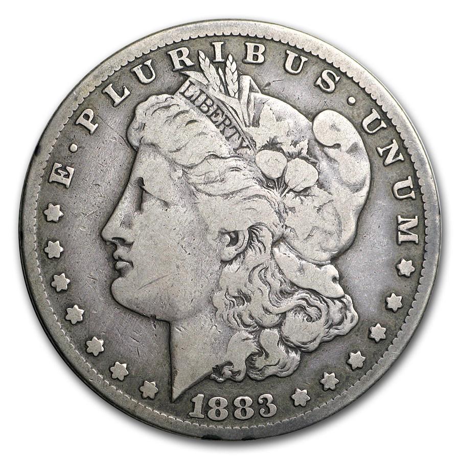 1883-CC Morgan Dollar Fine: 1883-CC Morgan Dollar Fine Product ID: 14122 Year: 1883 Grade: Fine Grade Service: None Denomination: $1.00 Mint Mark: CC - Carson City Metal Content: 0.7734 troy oz Purity: .900
