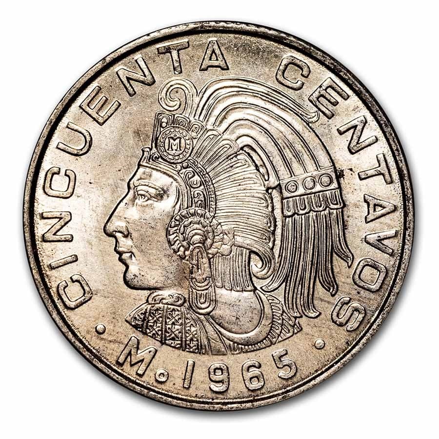 1964-1969 Mexico 50 Centavos Cuauhtemoc BU: 1964-1969 Mexico 50 Centavos Cuauhtemoc BU RBJ no: 248720 Year: Random Grade: Brilliant Unc Grade Service: None Denomination: 50 Centavos Mint Mark: Mo - Mexico City Metal Content: 0 troy