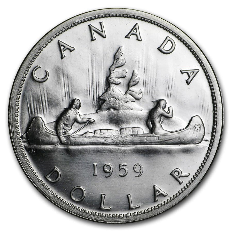 1959 Canada Silver Dollar BU/Prooflike: 1959 Canada Silver Dollar BU/Prooflike RBJ no: 178265 Year: 1959 Grade: BU &/or Proof Grade Service: None Denomination: $1.00 Mint Mark: RCM (Not Shown) Metal Content: 0.6 troy oz