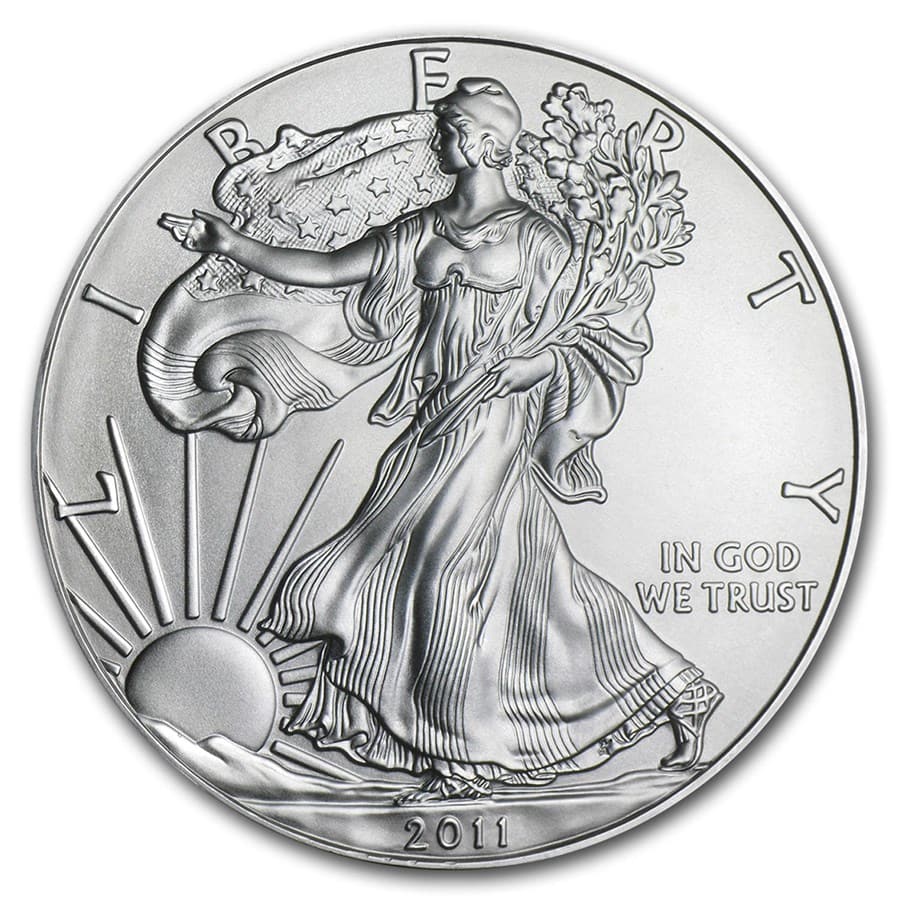 2011 1 oz American Silver Eagle BU: 2011 1 oz American Silver Eagle BU RBJ no: 59157 Year: 2011 Grade: Brilliant Unc Grade Service: None Denomination: $1.00 Dollar Mint Mark: W - West Point (Not Shown) Metal Content: 1 troy