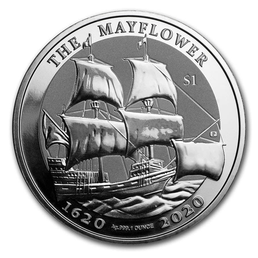 2020 BVI 1 oz Silver Mayflower 400th Anniversary BU: 2020 BVI 1 oz Silver Mayflower 400th Anniversary BU RBJ no: 201945 Year: 2020 Grade: Unc./ Brilliant Unc Grade Service: None Denomination: 1 Dollar Mint Mark: PM - Pobjoy Mint Metal Conte