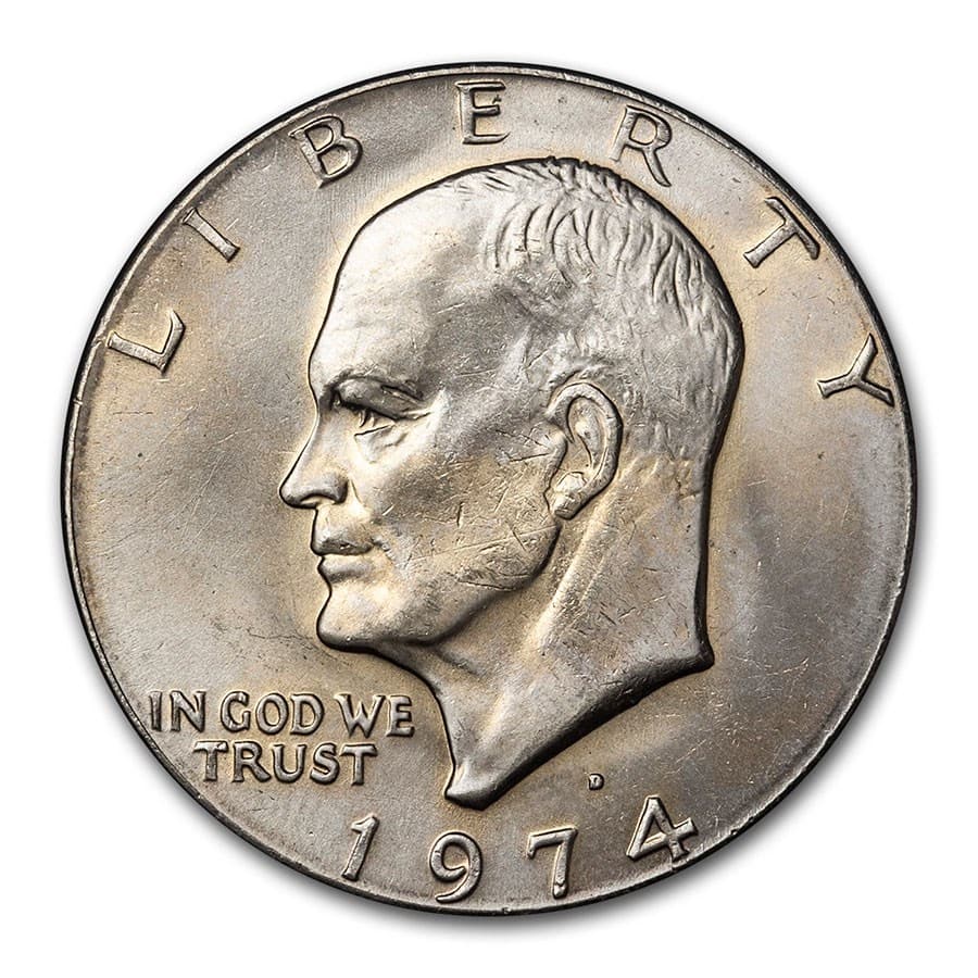 1971-1978 Clad Eisenhower Dollar BU (Copper-Nickel): 1971-1978 Clad Eisenhower Dollar BU (Copper-Nickel) RBJ no: 57037 Year: Random Grade: Brilliant Unc Grade Service: None Denomination: $1.00 Mint Mark: Varies Metal Content: 0 AVDP oz