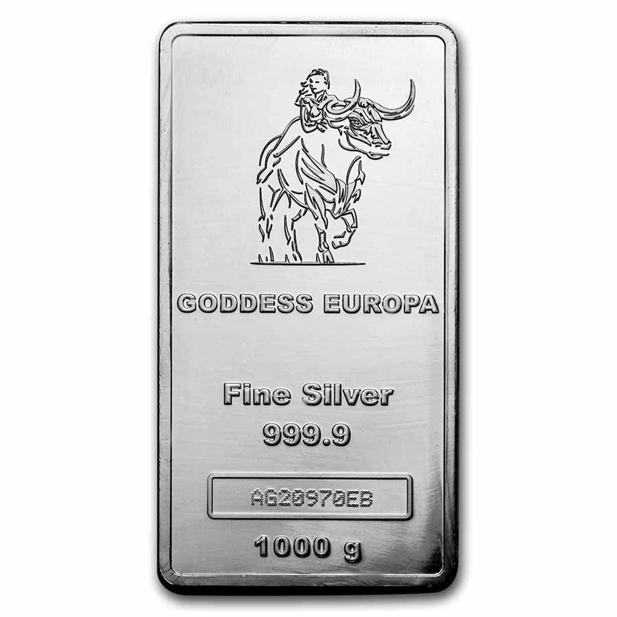 1 kilo Silver Coin Bar - 2023 Chad 100000 CFA Goddess Europa: 1 kilo Silver Coin Bar - 2023 Chad 100000 CFA Goddess Europa , Product ID: 277192 Year: 2023 Grade: Brilliant Unc Grade Service: None Denomination: 100,000 Francs Mint Mark: N/A - Not Available <br