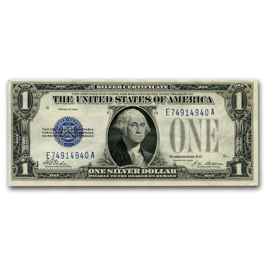 1928 $1.00 Silver Certificate CU (Fr#1600): 1928 $1.00 Silver Certificate CU (Fr#1600) , Product ID: 98035 Year: 1928 Grade: (U) Crisp Unc Grade Service: None Denomination: 1 Dollar Mint Mark: N/A - Not Available Metal Content: 0 tr
