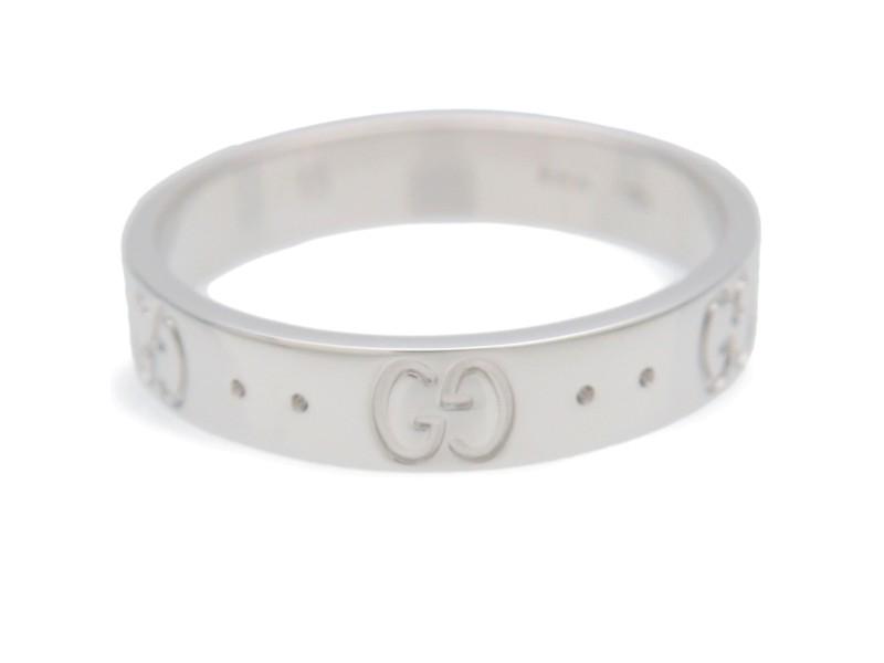GUCCI Icon Ring K18WG 750WG White Gold: GUCCI Icon Ring K18WG 750WG White Gold Product Code: 185922139368-E Brand: Gucci Condition: Pre-Owned Metal: White Gold Model: 185922139368-E ---- Item Specifics:Antique: YesBand Width: 3.9mmBase Meta