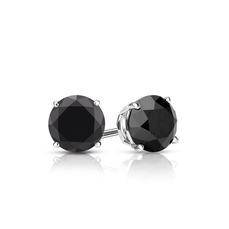 Natural 1.00 CTW Black Diamond Stud Earrings 14K White Gold: Natural 1.00 CTW Black Diamond Stud Earrings 14K White Gold Item No: BKRB100-11 Metal: 14k White Gold Setting: 4-Prong Basket Backing: Screw Back Origin: Handcrafted in the USA DIAMOND IN