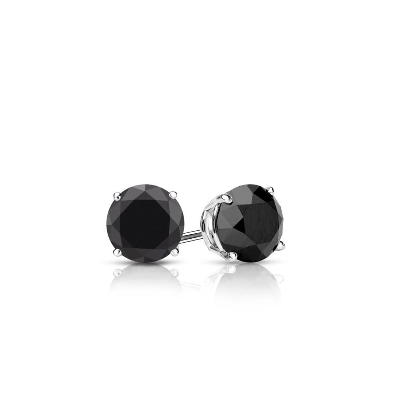 Natural 0.50 CTW Black Diamond Stud Earrings 14K White Gold: Natural 0.50 CTW Black Diamond Stud Earrings 14K White Gold Item No: BKRB050-11 Metal: 14k White Gold Setting: 4-Prong Basket Backing: Screw Back Origin: Handcrafted in the USA DIAMOND IN
