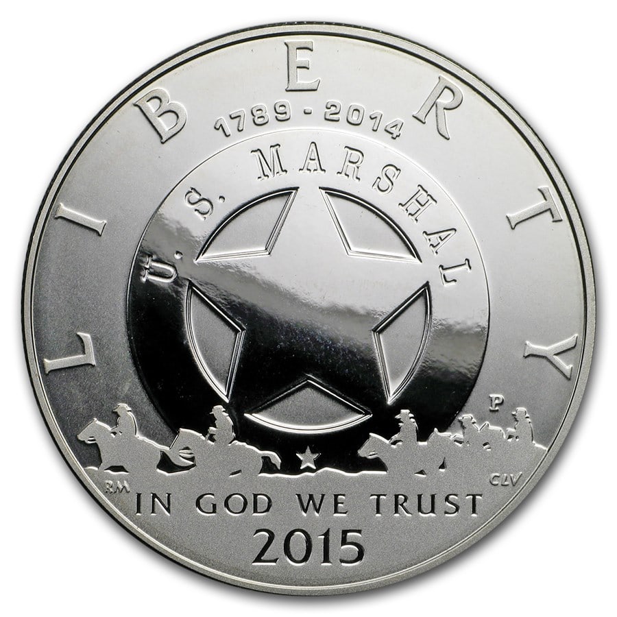 2015-P U.S. Marshals Service $1 Silver Commem Pf (Capsule Only): 2015-P U.S. Marshals Service $1 Silver Commem Pf (Capsule Only) Product ID: 172155 Year: 2015 Grade: Proof Grade Service: None Denomination: $1.00 Dollar Mint Mark: P - Philadelphia Metal