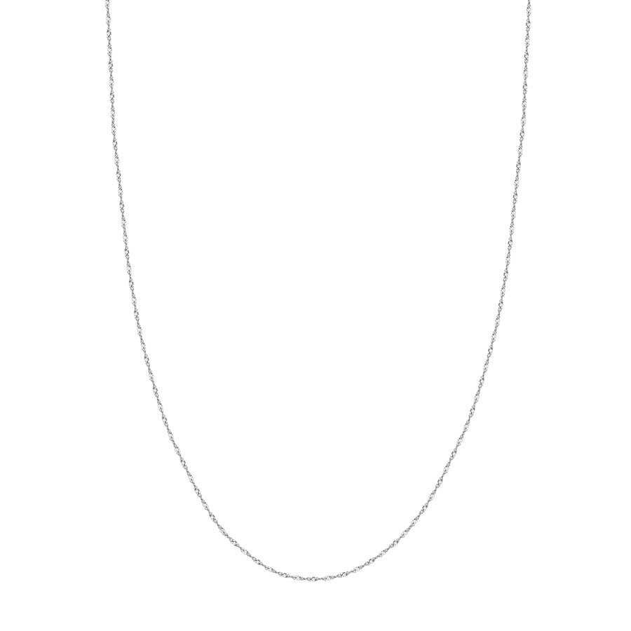 14K White Gold 1.4 mm Singapore Chain - 20 in.: 14K White Gold 1.4 mm Singapore Chain - 20 in. , Product Id: 239812 Metal: Gold Purity: 14K Finish: Polished Length Of Item: 20in Chain Type: Singapore Chain Width: 1.4mm Clasp/Co
