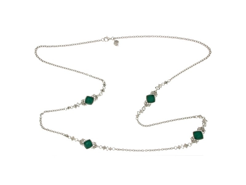 Stephen Webster 925 Silver Chrysoprase Quartz Crystal 36" Long Necklace: Stephen Webster 925 Silver Chrysoprase Quartz Crystal 36" Long Necklace $1295 Product Code: 192279644604-E Brand: Stephen Webster Condition: Never Worn Metal: Sterling Silver Stone: Chrysoprase Mo