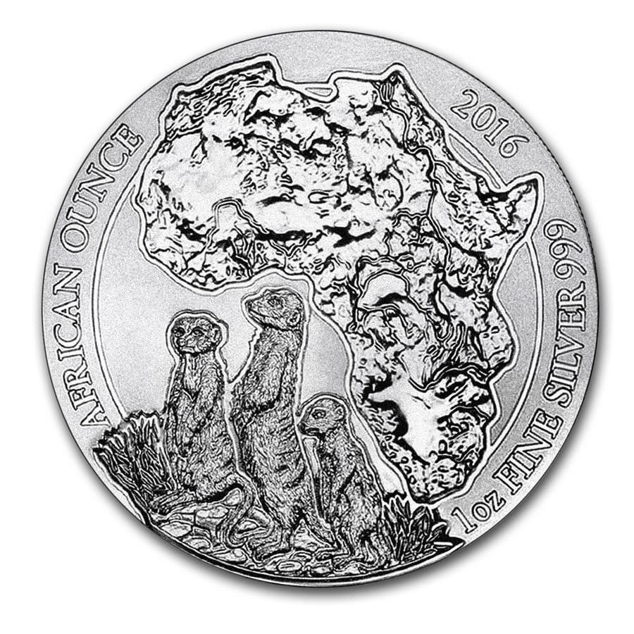 2016 Rwanda 1 oz Silver African Meerkat BU: 2016 Rwanda 1 oz Silver African Meerkat BU Product ID: 93776 Year: 2016 Grade: Brilliant Unc Grade Service: None Denomination: 50 RWF Franc Mint Mark: Not Shown Metal Content: 1 troy oz <
