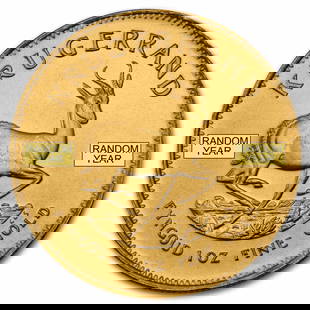 South African 1 oz Gold Krugerrand Coin BU (Random Year): South African 1 oz Gold Krugerrand Coin BU (Random Year) Product ID: 62 Year: Random Grade: Brilliant Unc Grade Service: None Mint Mark: Not Shown Metal Content: 1 troy oz Purity: .9167 <