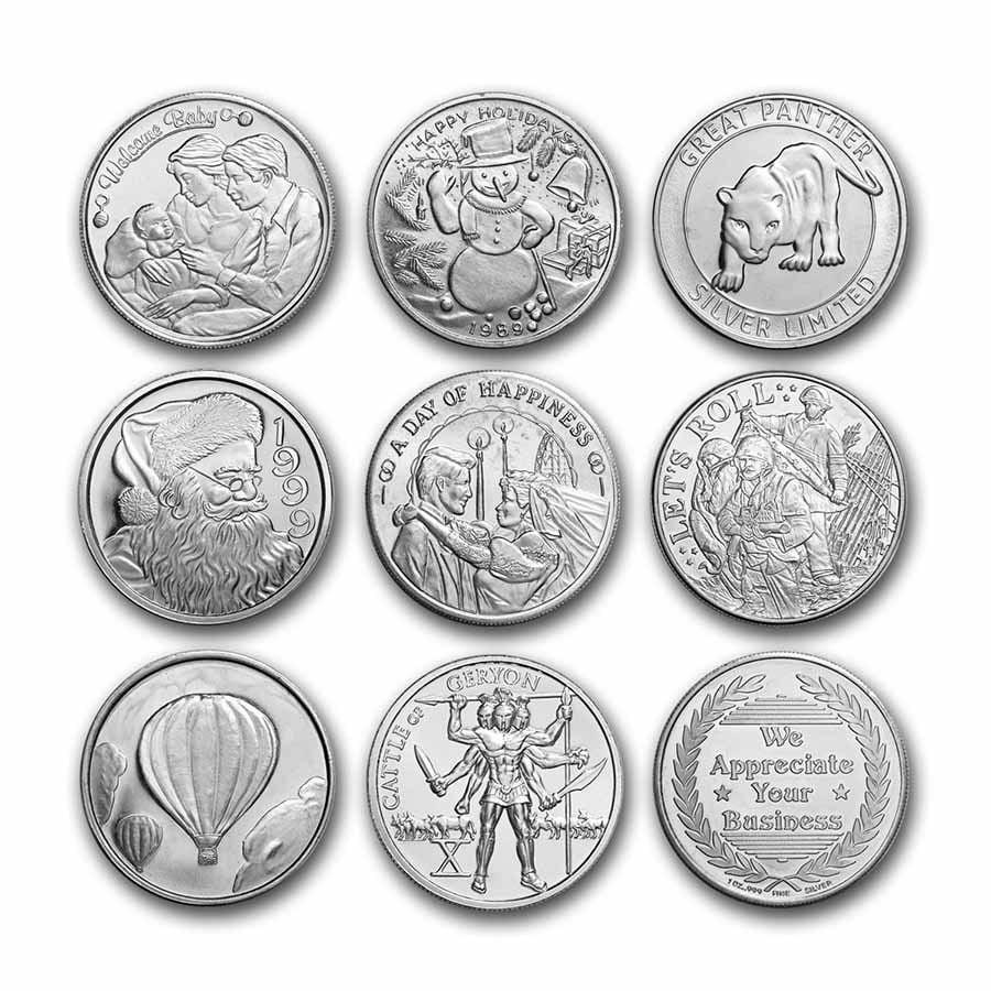1 oz Silver Art Round - Random Design: 1 oz Silver Art Round - Random Design Product ID: 182788 Year: N/A Grade: None Grade Service: None Denomination: 1 oz Mint Mark: N/A - Not Available Metal Content: 1 troy oz Puri