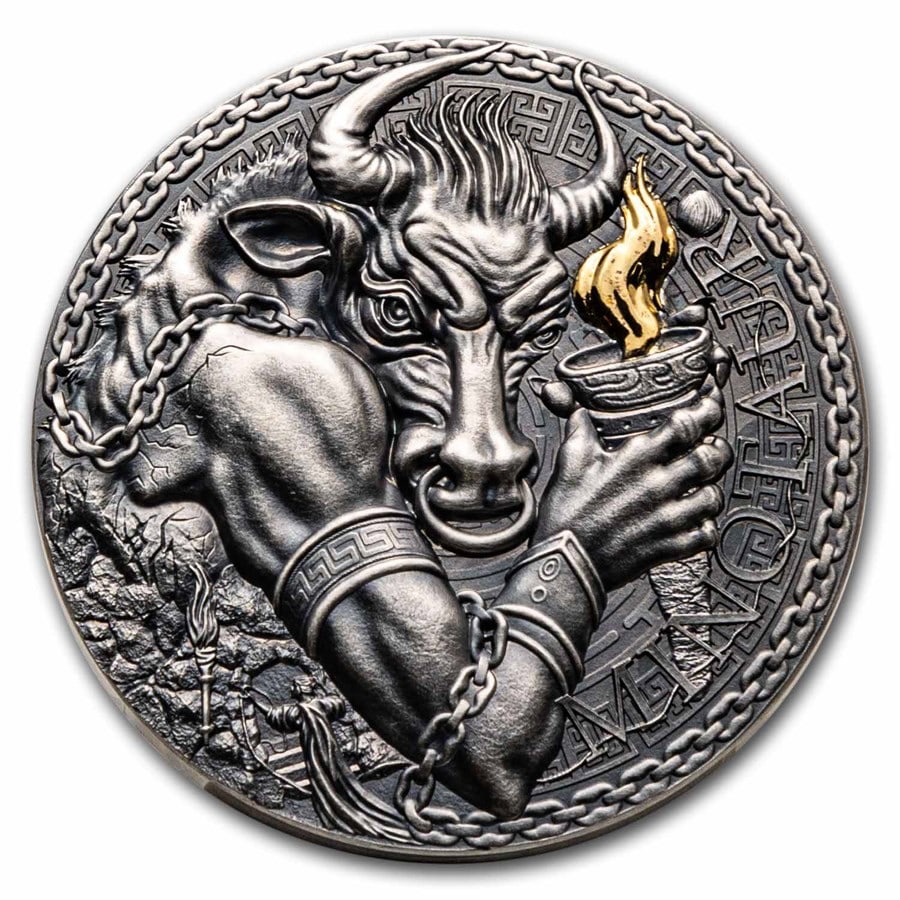 2023 Republic of Cameroon 1 oz Silver Greek Mythology; Minotaur: 2023 Republic of Cameroon 1 oz Silver Greek Mythology; Minotaur Product ID: 278577 Year: 2023 Grade: Uncirculated Grade Service: None Denomination: 1,000 Francs Mint Mark: Not Shown Metal