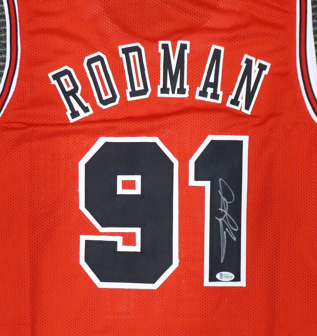 Dennis Rodman Autographed White Chicago Bulls Jersey with JSA COA