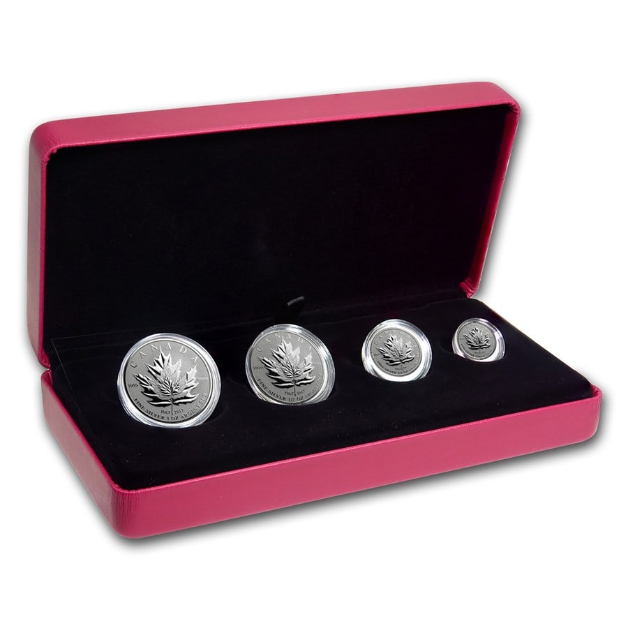 2017 Canada 4-Coin Silver Maple Leaf Tribute Fractional Set: 2017 Canada 4-Coin Silver Maple Leaf Tribute Fractional Set Product ID: 153370 Year: 2017 Grade: Proof Grade Service: None Denomination: Varies Mint Mark: RCM (Not Shown) Metal Content: 1