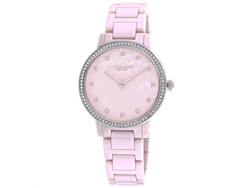 Coach womens Audrey: Coach womens Audrey Product Code: 14503500-39B2A Brand: Coach Condition: Never Worn Stainless steel case, Stainless steel bracelet, Pink dial, Quartz movement, Scratch resistant mineral, Water resista