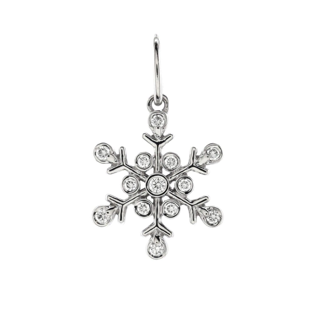 Tiffany & Co. Snowflake Pendant Pendant & Charms Platinum with Diamonds: Tiffany & Co. Snowflake Pendant Pendant & Charms Platinum with Diamonds Metal Type: Platinum (PT950) Metal Finish: High Polish Hallmarks Type: 950, Designer Signature Signature / Hallmark Location: In