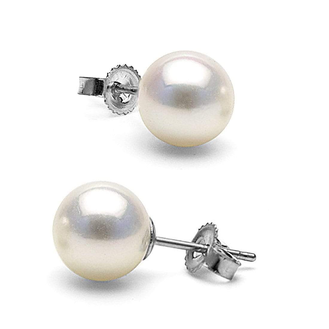 White Akoya Pearl Stud Earrings, 8.0-8.5mm: White Akoya Pearl Stud Earrings, 8.0-8.5mm 14K White Gold / AA+ Quality