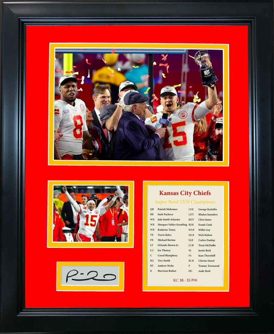Framed Kansas City Chiefs Super Bowl LVII Facsimile Engraved Auto 12"x15" Photo: Framed Kansas City Chiefs Super Bowl LVII Facsimile Engraved Auto 12"x15" Photo Framed Kansas City Chiefs Super Bowl LVII Facsimile Engraved Auto 12"x15" Photo