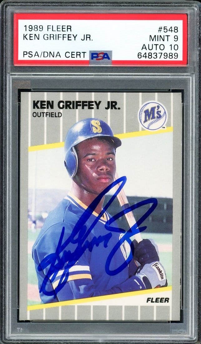 Ken Griffey Jr. 1989 Fleer RC Mariners PSA 9 Gem 10 Auto PSA/DNA 64837989: Ken Griffey Jr. 1989 Fleer RC Mariners PSA 9 Gem 10 Auto PSA/DNA 64837989 Ken Griffey Jr. 1989 Fleer RC Mariners PSA 9 Gem 10 Auto PSA/DNA 64837989