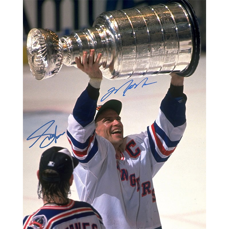 Mark Messier and Adam Graves Dual Signed 1994 New York Rangers Cup over Head 16x20 Photograph: Mark Messier and Adam Graves Dual Signed 1994 New York Rangers Cup over Head 16x20 Photograph Mark Messier and Adam Graves Dual Signed 1994 New York Rangers Cup over Head 16x20 Photograph Item include