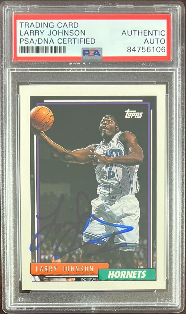 Larry Johnson auto 1993 Topps #283 card Charlotte Hornets PSA Encapsulated: Larry Johnson auto 1993 Topps #283 card Charlotte Hornets PSA Encapsulated Larry Johnson auto 1993 Topps #283 card Charlotte Hornets PSA Encapsulated