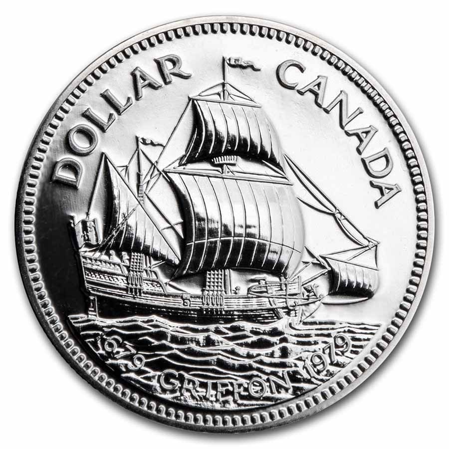 1979 Canada Silver Dollar Specimen (Griffon w/OGP): 1979 Canada Silver Dollar Specimen (Griffon w/OGP) Product ID: 232080 Year: 1979 Grade: Specimen Grade Service: Other Denomination: $1.00 Mint Mark: RCM (Not Shown) Metal Content: 0.375 t