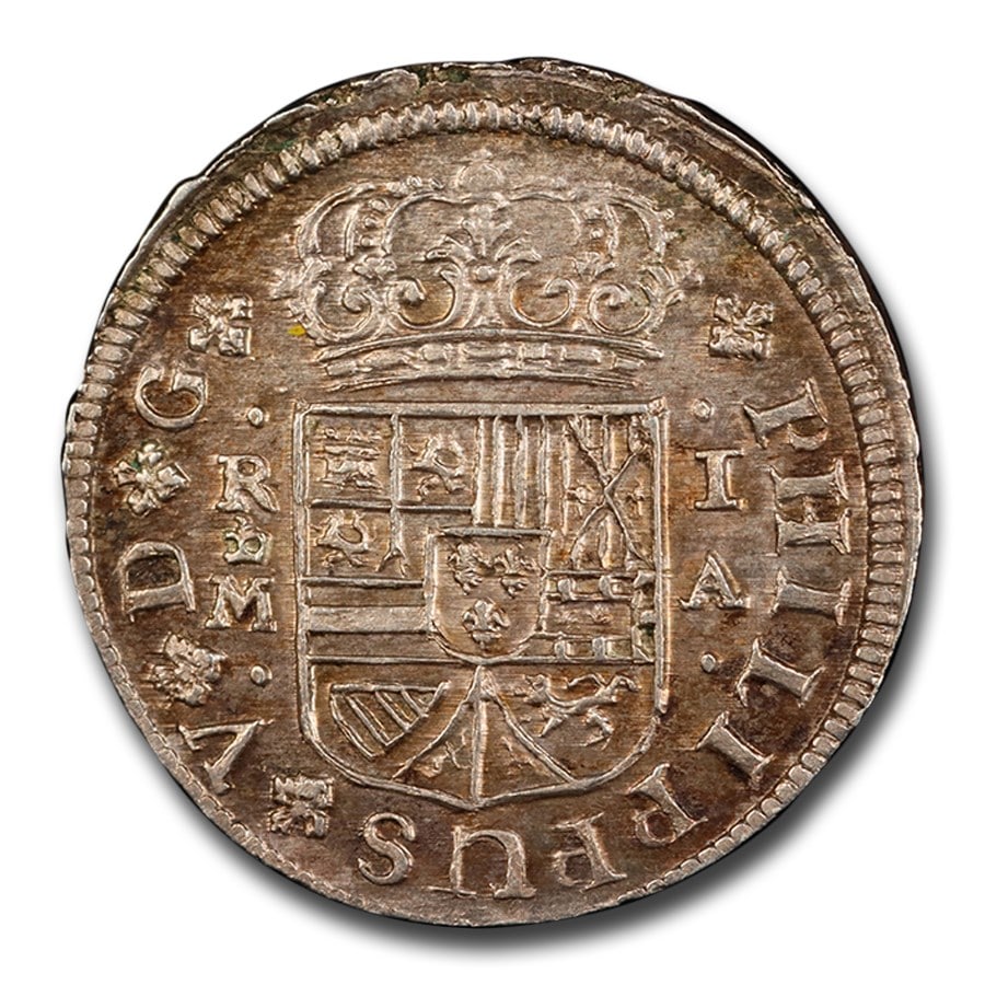 1726-M Spain Silver Real MS-63 PCGS: 1726-M Spain Silver Real MS-63 PCGS Product ID: 281753 Year: 1726 Grade Service: PCGS Denomination: Real Metal Content: 0.0996 troy oz Purity: .917 Diameter: 21 mm