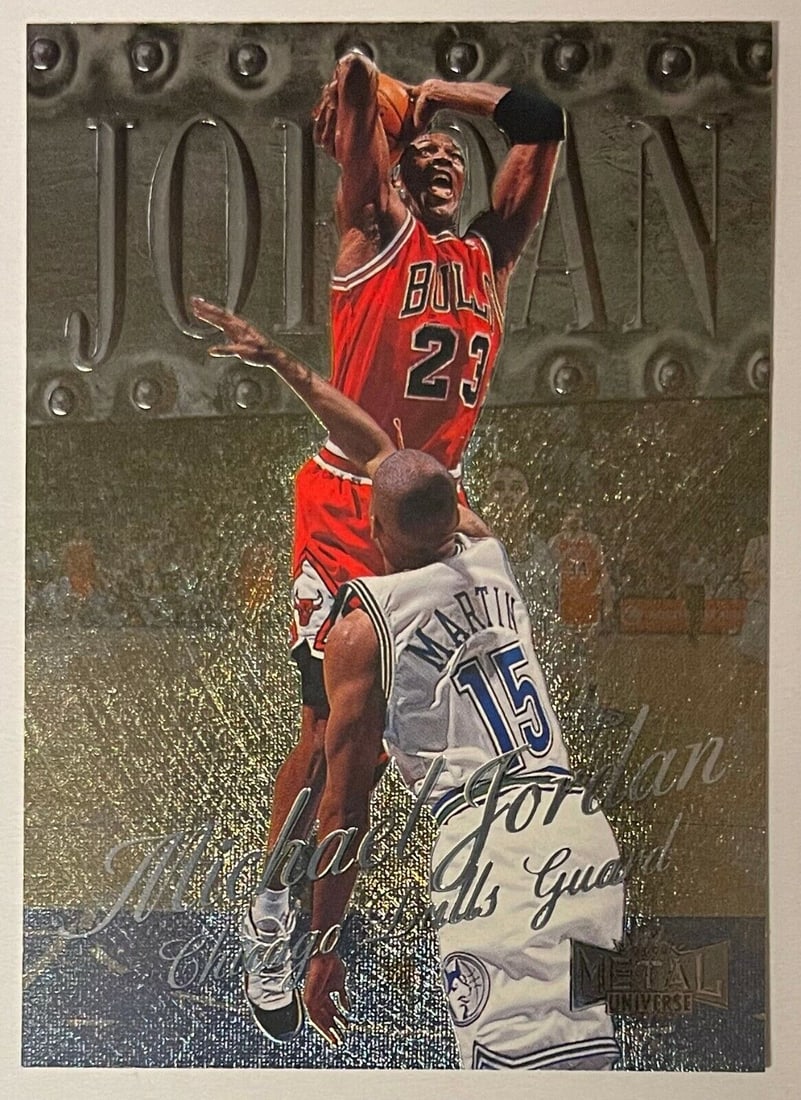 Michael Jordan 1998-99 Fleer Metal Universe Foil Card #1 (Chicago Bulls): Michael Jordan 1998-99 Fleer Metal Universe Foil Card #1 (Chicago Bulls) Michael Jordan 1998-99 Fleer Metal Universe Foil Card #1 (Chicago Bulls) RBJ no: 7263035654232