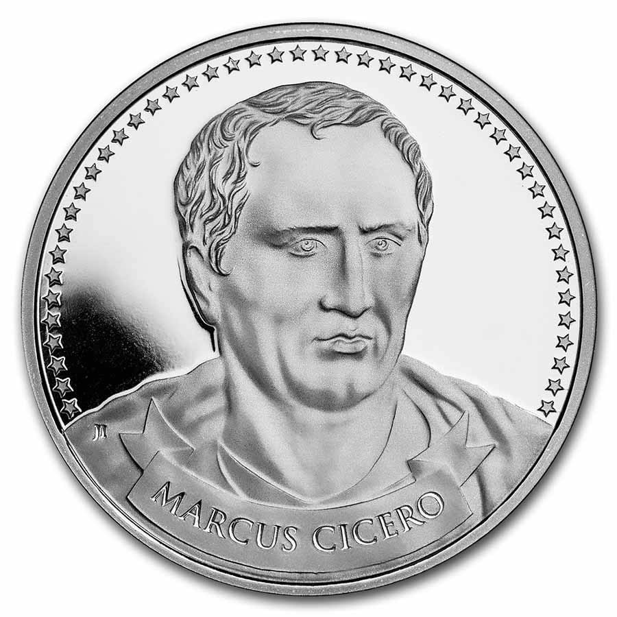 1 oz Silver Rnd - Founders of Liberty: Cicero | Keep & Bear Arms: 1 oz Silver Rnd - Founders of Liberty: Cicero | Keep & Bear Arms Product ID: 252360 Year: N/A Grade: None Grade Service: None Mint Mark: N/A - Not Available Metal Content: 1 troy oz Purit