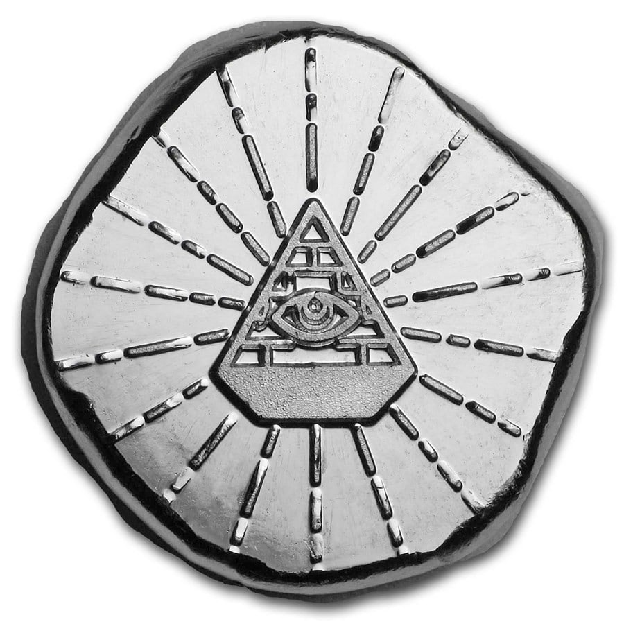 1/2 oz Hand Poured Lucky Pieces - 9Fine Mint (All Seeing Eye): 1/2 oz Hand Poured Lucky Pieces - 9Fine Mint (All Seeing Eye) Product ID: 188384 Year: N/A Grade: None Grade Service: None Denomination: 1/2 oz Mint Mark: N/A - Not Available Metal Conten
