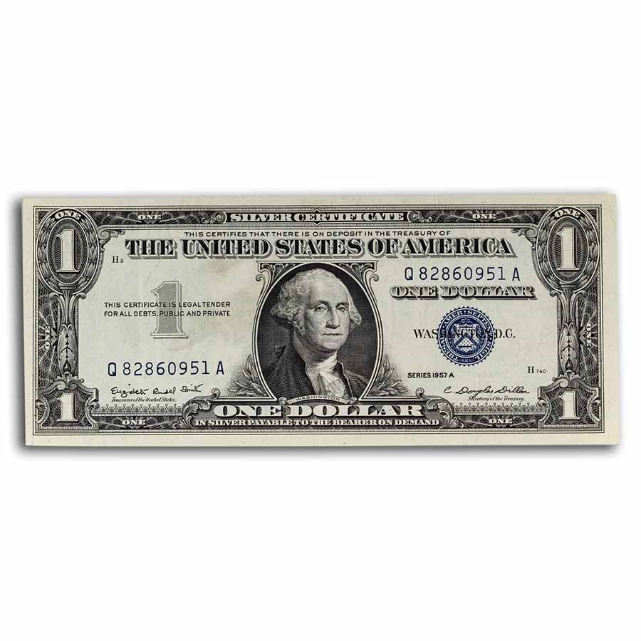 1957-A $1.00 Silver Certificate XF (Fr#1620): 1957-A $1.00 Silver Certificate XF (Fr#1620) Product ID: 246534 Year: 1957 Grade: Extra Fine Grade Service: None Denomination: 1 Dollar Mint Mark: N/A - Not Available Metal Content: 0 tro