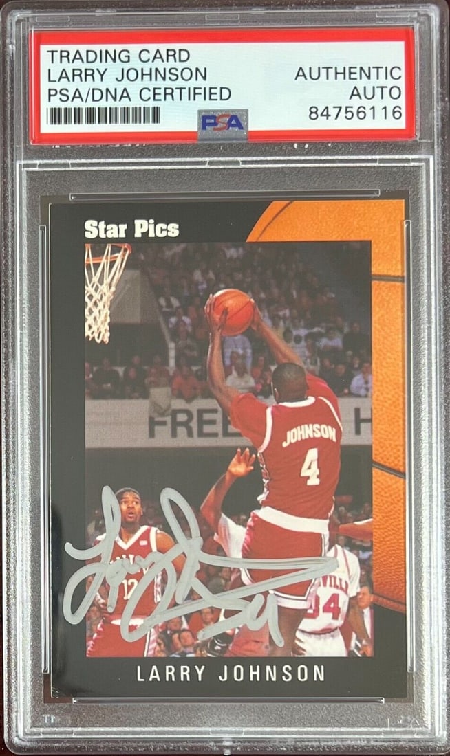 Larry Johnson auto 1991 Star Pics RC #18 UNLV PSA Encapsulated Charolett Hornets: Larry Johnson auto 1991 Star Pics RC #18 UNLV PSA Encapsulated Charolett Hornets Larry Johnson auto 1991 Star Pics RC #18 UNLV PSA Encapsulated Charolett Hornets RBJ no: 7369521528920