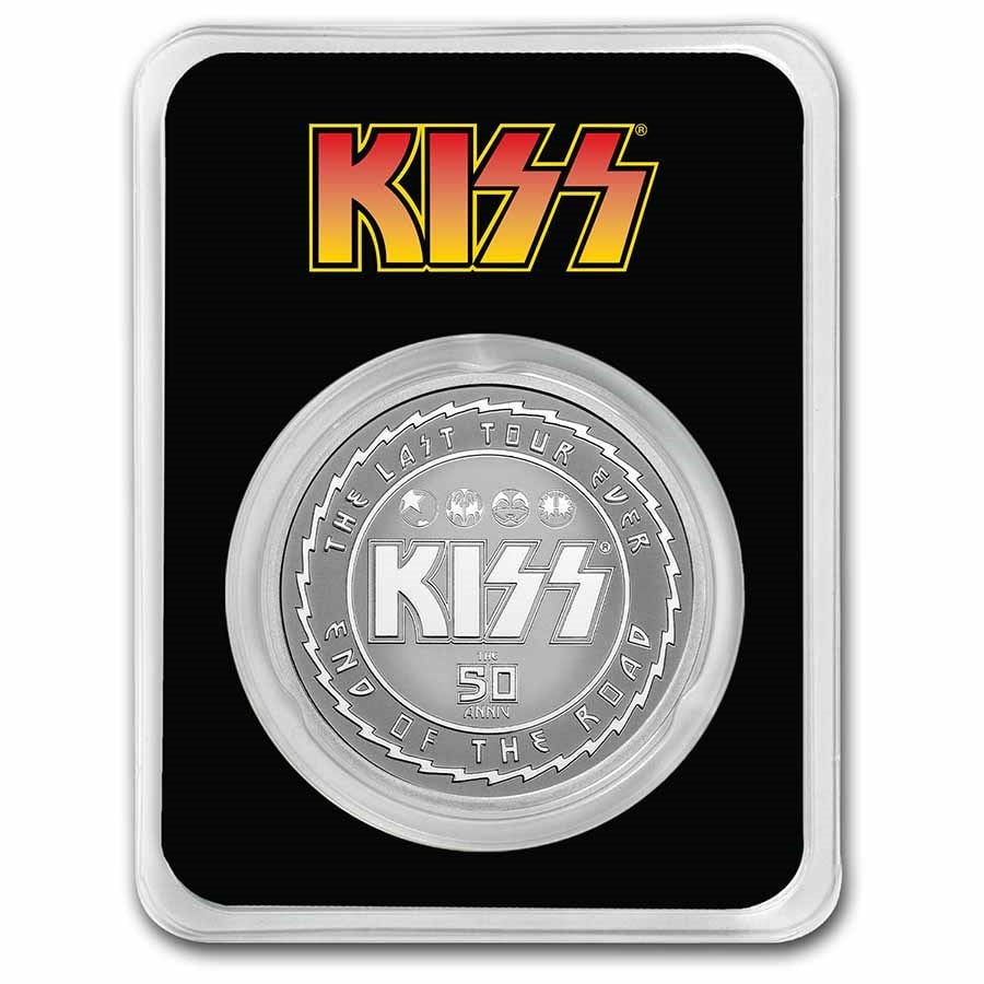 2023 Niue 1 oz Silver $2 KISS 50th Anniversary BU in TEP: 2023 Niue 1 oz Silver $2 KISS 50th Anniversary BU in TEP Product ID: 279713 Year: 2023 Grade: Brilliant Unc Grade Service: None Denomination: 2 Dollars Mint Mark: N/A - Not Available Meta