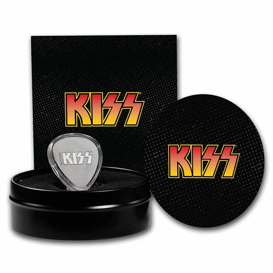 2023 Niue 10 gram Silver KISS 50th Anniv. Playable Guitar Pick: 2023 Niue 10 gram Silver KISS 50th Anniv. Playable Guitar Pick Product ID: 272941 Year: 2023 Grade: None Grade Service: None Denomination: One Dollar Mint Mark: N/A - Not Available Metal