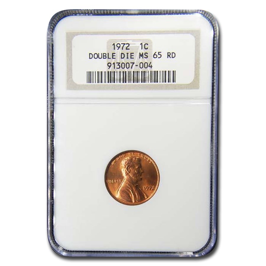 1972 Doubled Die Obverse Lincoln Cent MS-65 NGC (Red): 1972 Doubled Die Obverse Lincoln Cent MS-65 NGC (Red) Product ID: 173558 Year: 1972 Grade Service: NGC Denomination: $0.01 Metal Content: 0 troy oz Purity: None Thickness: 1.5 mm