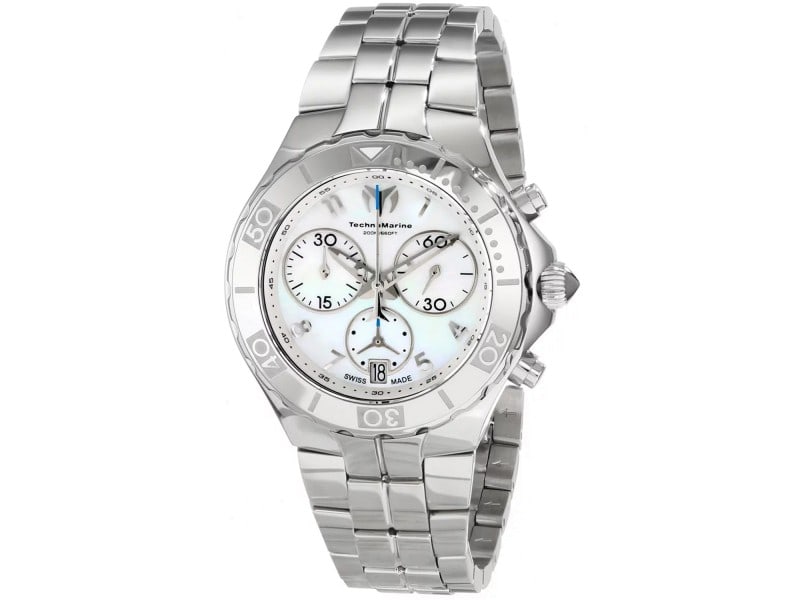 Technomarine womens Sea Pearl: Technomarine womens Sea Pearl Product Code: 713012-39B2A Brand: Technomarine Condition: Pre-Owned Stainless steel case, Stainless steel bracelet, Mother of Pearl dial, Quartz movement, Scratch resista