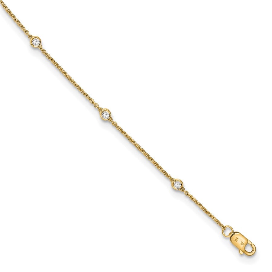 14K Yellow Gold Diamond Station Cable Bracelet - 7 in.: 14K Yellow Gold Diamond Station Cable Bracelet - 7 in. Product ID: 266318 Metal: Gold Purity: 14K Finish: Polished Length Of Item: 7 in Chain Type: Cable Chain Length: 7 in Chain