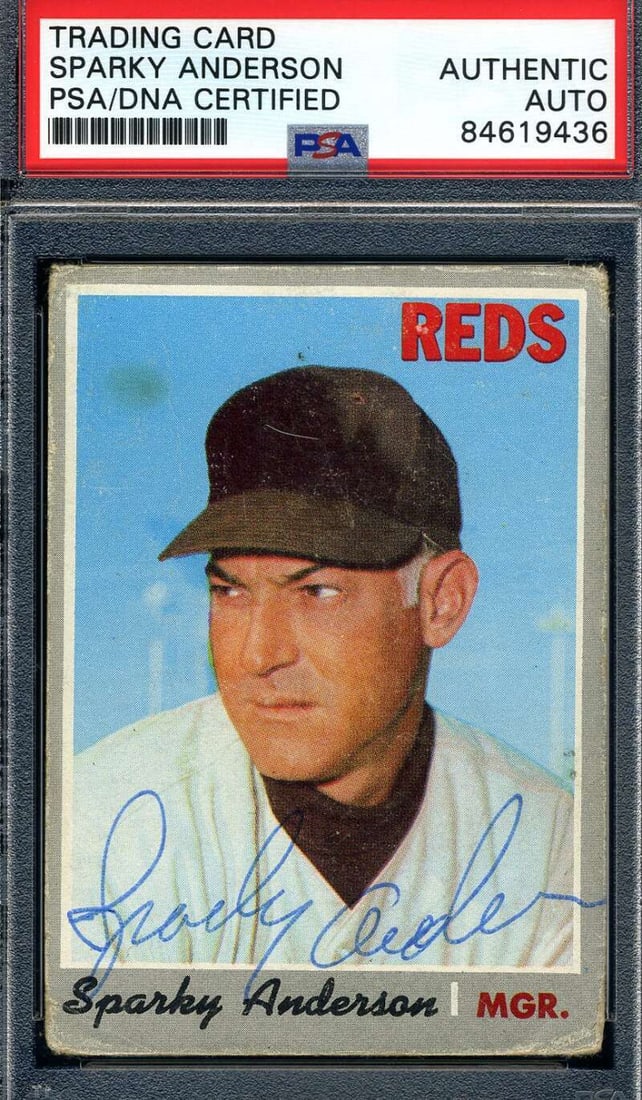 sparky anderson PSA DNA signed 1970 topps autograph: sparky anderson PSA DNA signed 1970 topps autograph Sparky Anderson PSA DNA Signed 1970 Topps Autograph RBJ no: 7423514574936