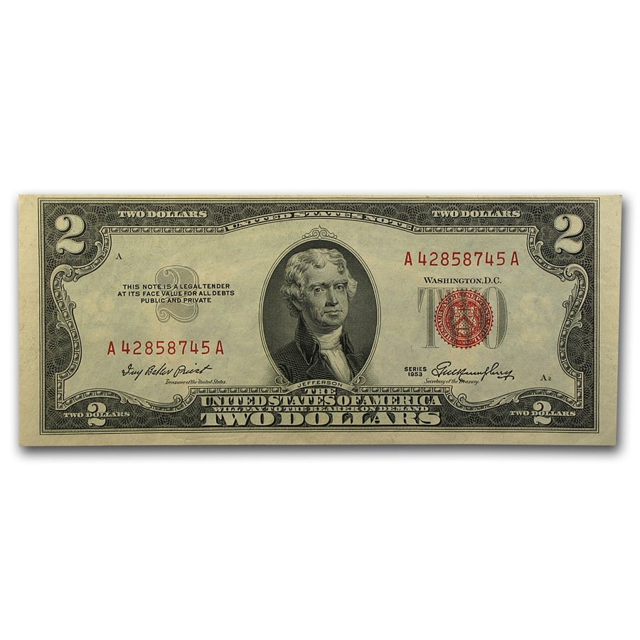 1953 thru 1953-C $2.00 U.S. Notes Red Seal CU: 1953 thru 1953-C $2.00 U.S. Notes Red Seal CU Product ID: 15396 Year: 1953 Grade: (U) Crisp Unc Grade Service: None Denomination: $2.00 Mint Mark: N/A - Not Available Metal Content: 0 tro