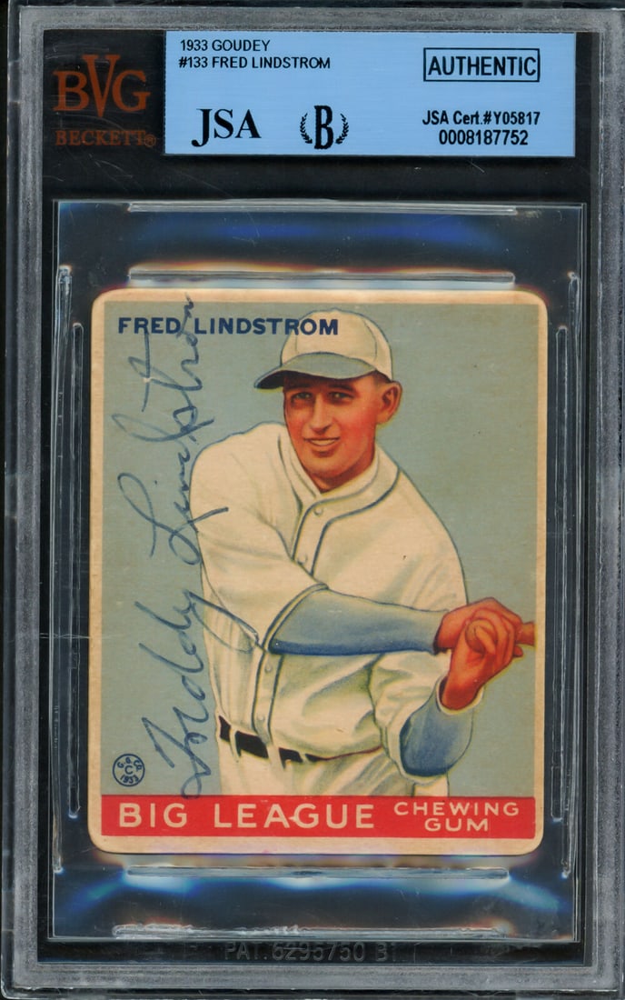 Fred Freddie Lindstrom Autographed 1933 Goudey Rookie Card Pirates JSA #Y05817: Fred Freddie Lindstrom Autographed 1933 Goudey Rookie Card Pirates JSA #Y05817 Fred Freddie Lindstrom Autographed 1933 Goudey Rookie Card Pirates JSA #Y05817 RBJ no: 7263803932760