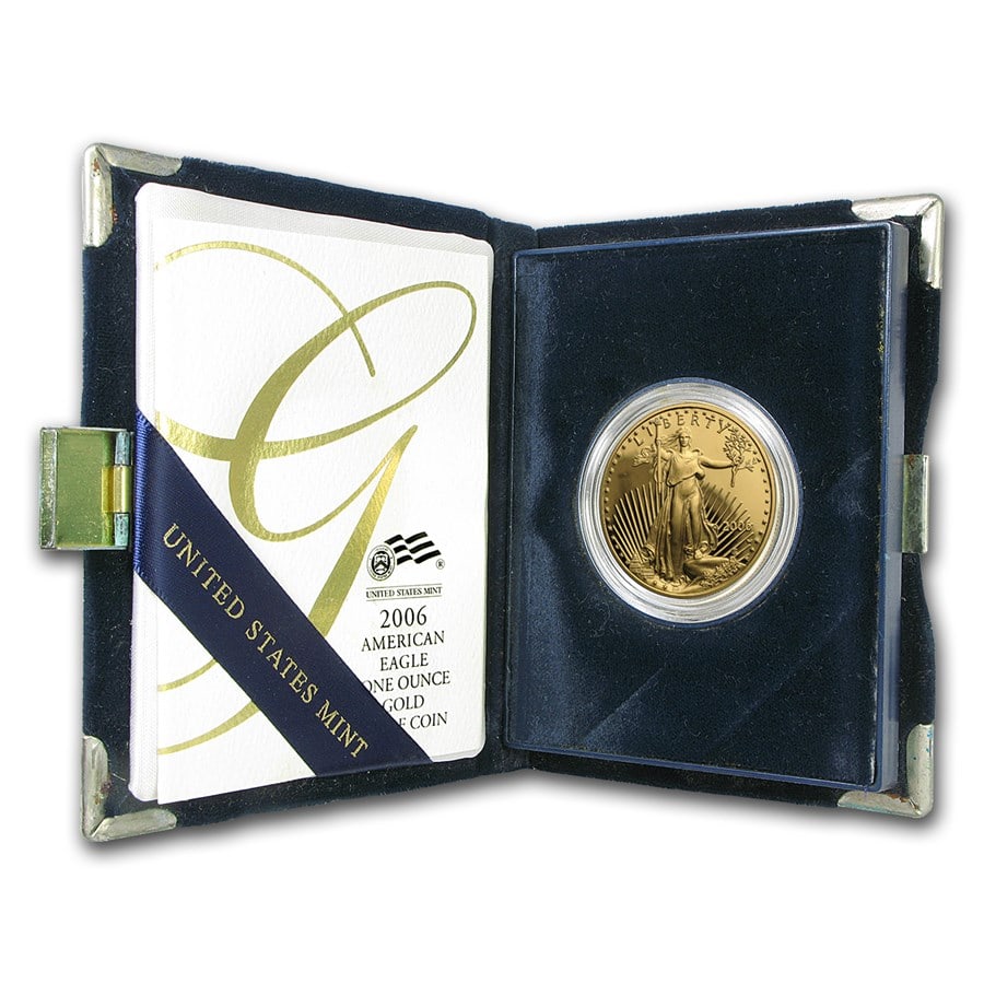 2006-W 1 oz Proof American Gold Eagle (w/Box & COA): 2006-W 1 oz Proof American Gold Eagle (w/Box & COA) Product ID: 12209 Year: 2006 Grade: Proof Grade Service: None Denomination: 50 Dollars Mint Mark: W - West Point Metal Content: 1 troy