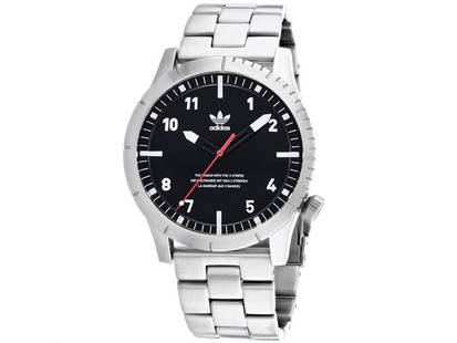 Adidas mens Cypher M1: Adidas mens Cypher M1 Product Code: Z03-625-39B2A Condition: Never Worn Stainless steel case, Stainless steel bracelet, Black dial, Quartz movement, Scratch resistant mineral, Water resistant up to 10