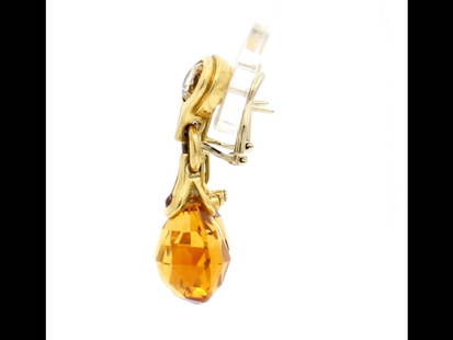 Antonini Maderia 18k Yellow Gold Citrine Ruby Dangling Earrings: Antonini Maderia 18k Yellow Gold Citrine Ruby Dangling Earrings Product Code: 194880975854-E Brand: Antonini Condition: Pre-Owned Metal: Yellow Gold Stone: Citrine Model: 194880975854-E I