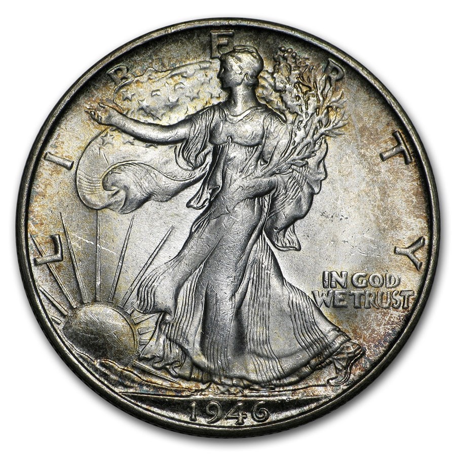 1946-S Walking Liberty Half Dollar BU: 1946-S Walking Liberty Half Dollar BU Product ID: 10803 Year: 1946 Grade: Brilliant Unc Grade Service: None Denomination: 50 Cents Mint Mark: S - San Francisco Metal Content: 0.3575 troy