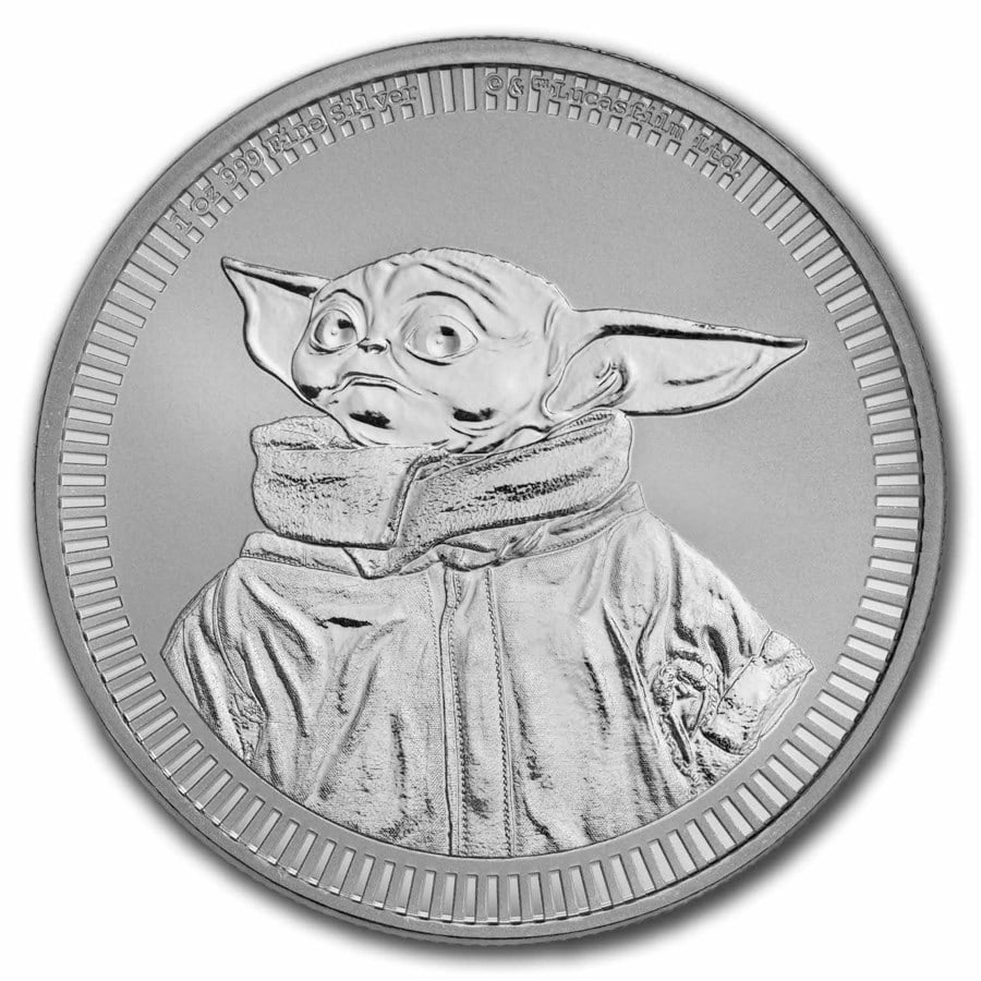 2023 Niue 1 oz Silver $2 Star Wars: Grogu "Baby Yoda" BU Coin: 2023 Niue 1 oz Silver $2 Star Wars: Grogu "Baby Yoda" BU Coin Product ID: 279549 Year: 2023 Grade: Brilliant Unc Grade Service: None Denomination: 2 Dollars Mint Mark: Not Shown Metal Con
