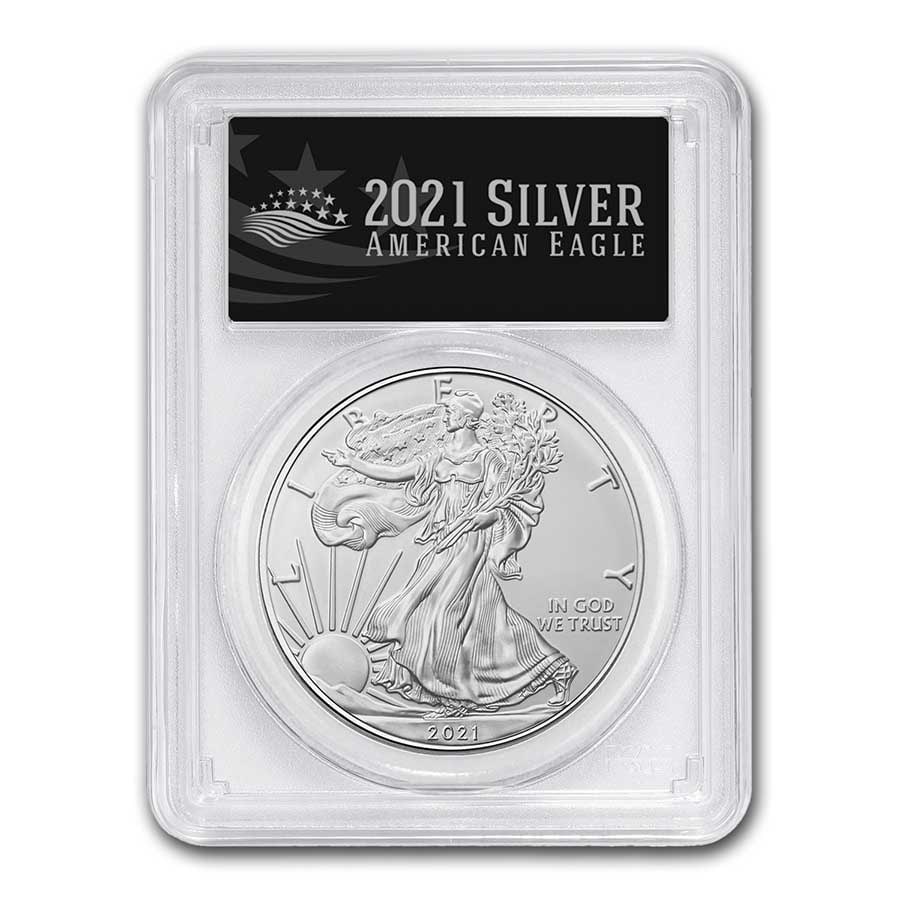 2021 American Silver Eagle (Type 1) MS-70 PCGS (FDI, Black): 2021 American Silver Eagle (Type 1) MS-70 PCGS (FDI, Black) Product ID: 221560 Year: 2021 Grade: MS-70 Grade Service: PCGS Denomination: $1.00 Mint Mark: Not Shown Metal Content: 1 troy o
