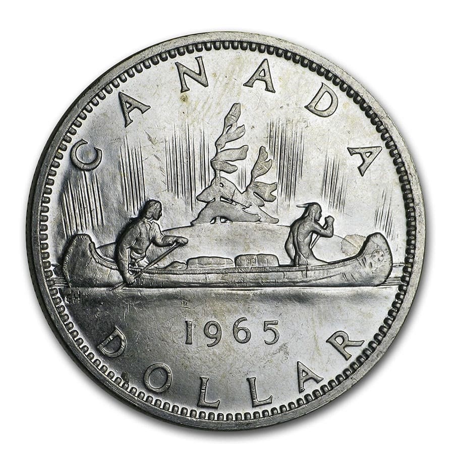 1965 Canada Silver Dollar BU/Prooflike: 1965 Canada Silver Dollar BU/Prooflike Product ID: 178266 Year: 1965 Grade: BU &/or Proof Grade Service: None Denomination: $1.00 Mint Mark: RCM (Not Shown) Metal Content: 0.6 troy oz